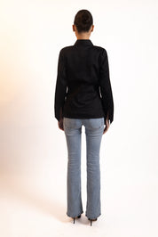 BLACK PLEATED WAIST SHIRT