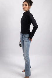BLACK CINCHED WAIST SHIRT