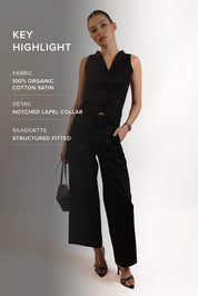 BLACK SLEEVELESS BLAZER