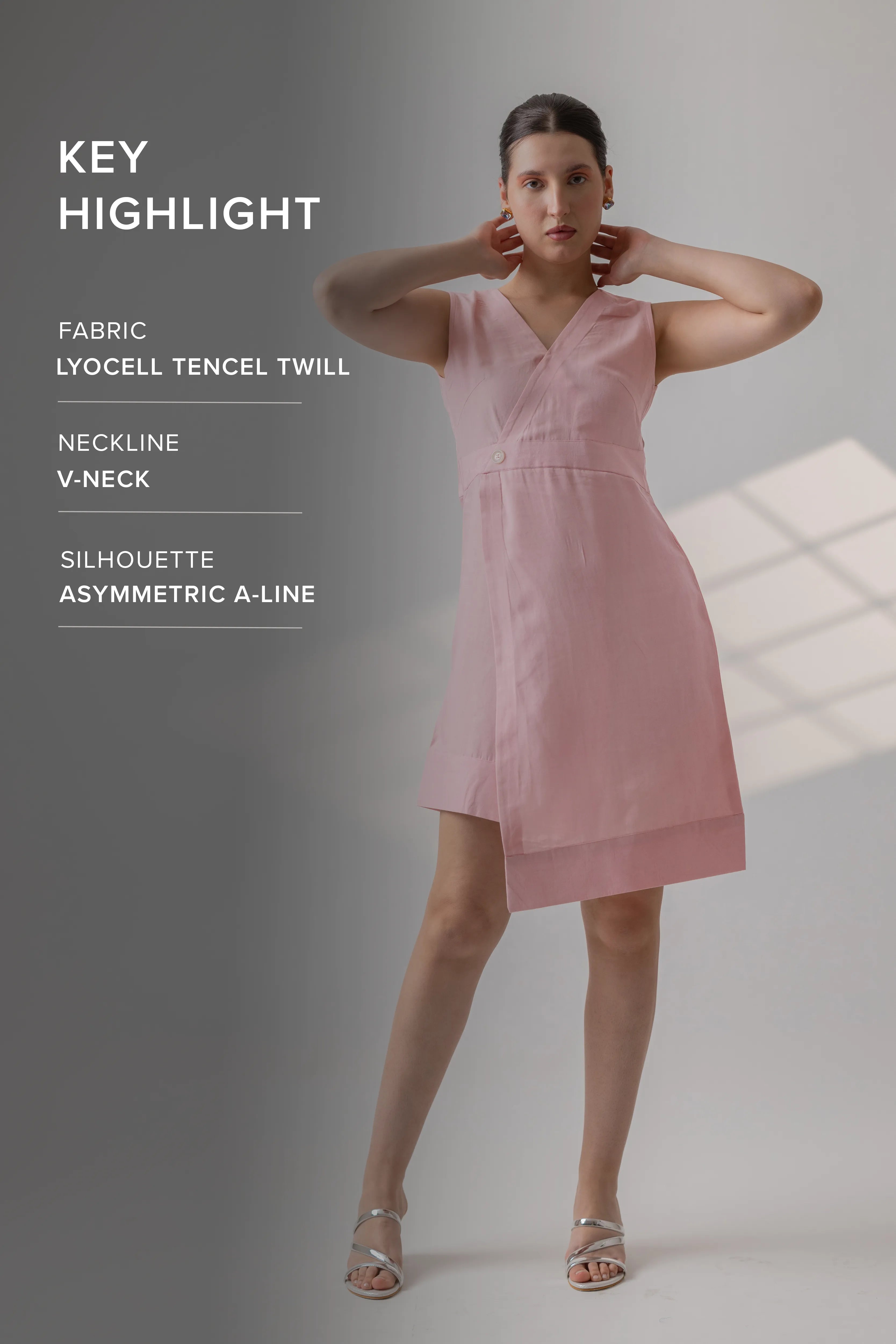 BLUSH PINK TENCEL TWILL WRAP MINI DRESS