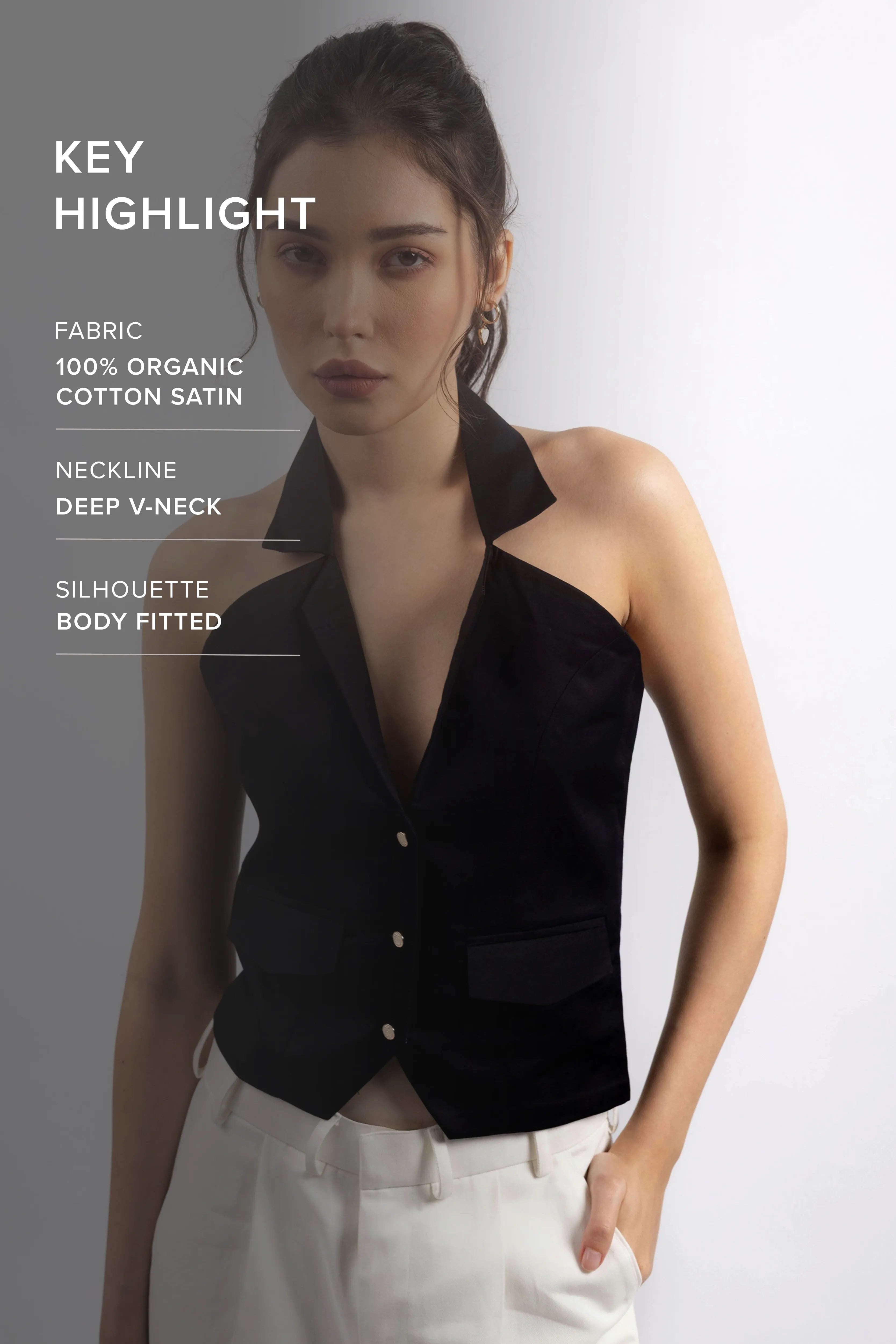 BLACK HALTER WAISTCOAT