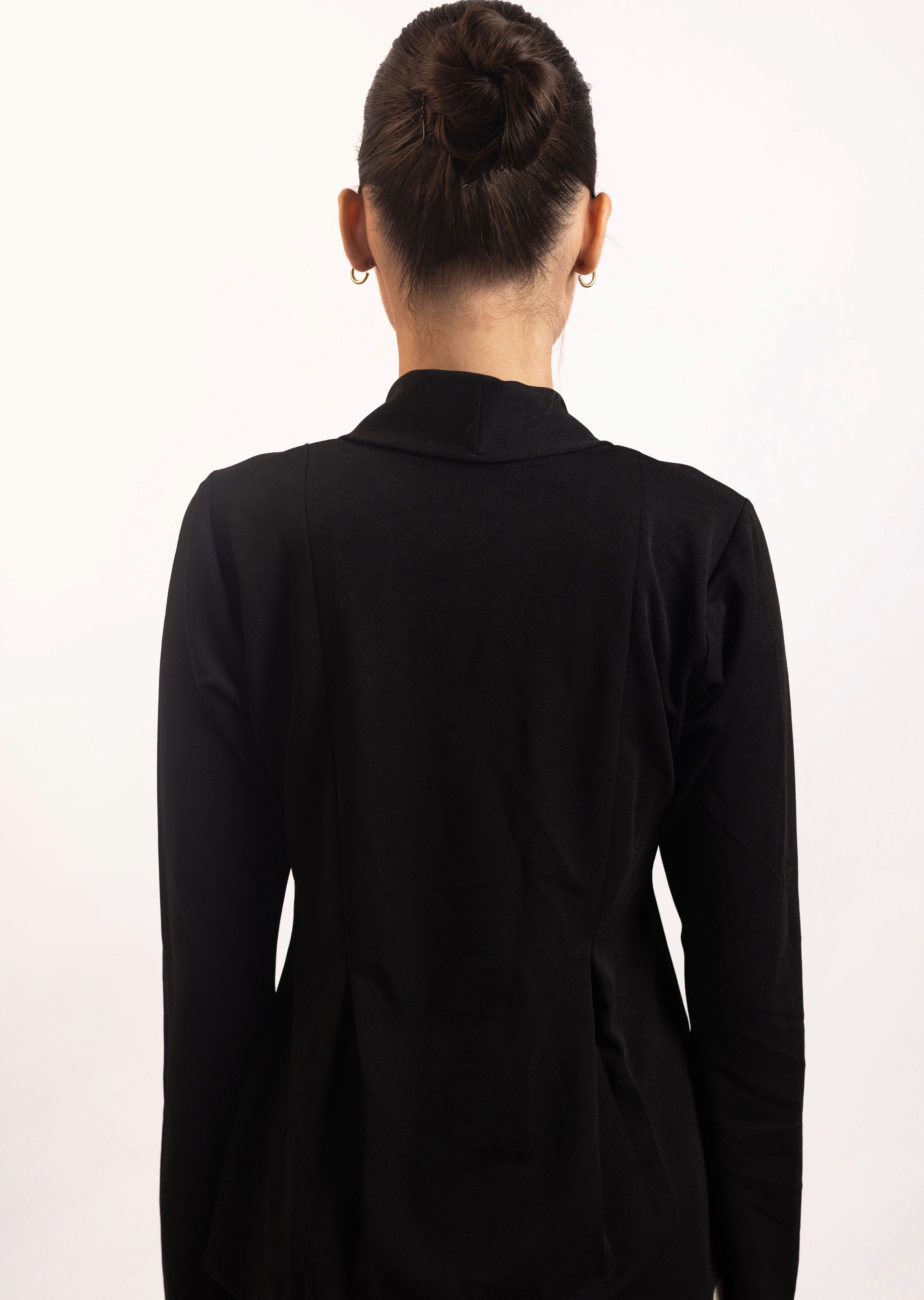 BLACK KNIT V-NECK TOP