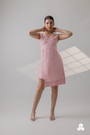 BLUSH PINK TENCEL TWILL WRAP MINI DRESS