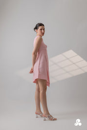 BLUSH PINK TENCEL TWILL WRAP MINI DRESS