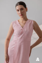 BLUSH PINK TENCEL TWILL WRAP MINI DRESS