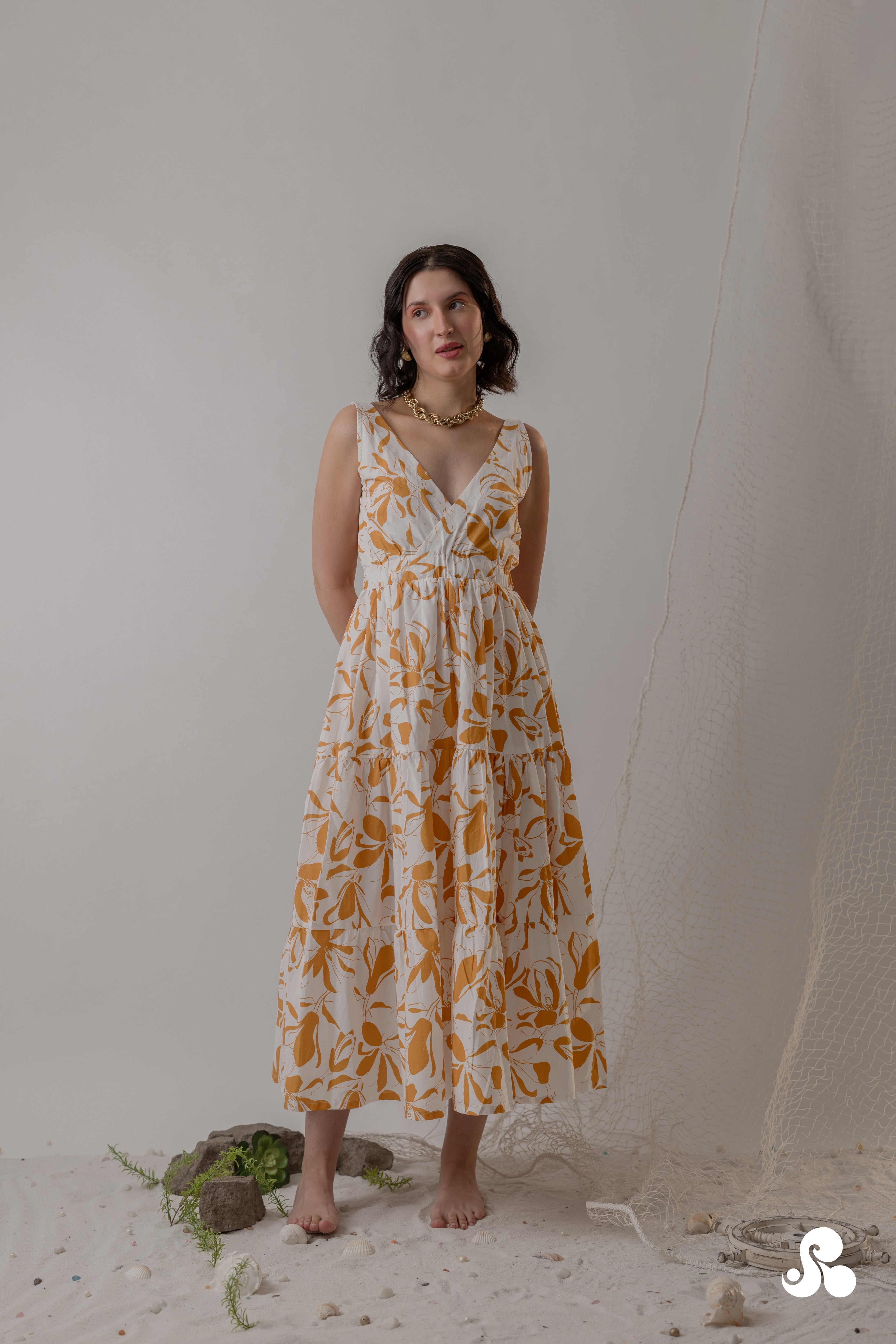 TIERED COTTON PRINT DRESS