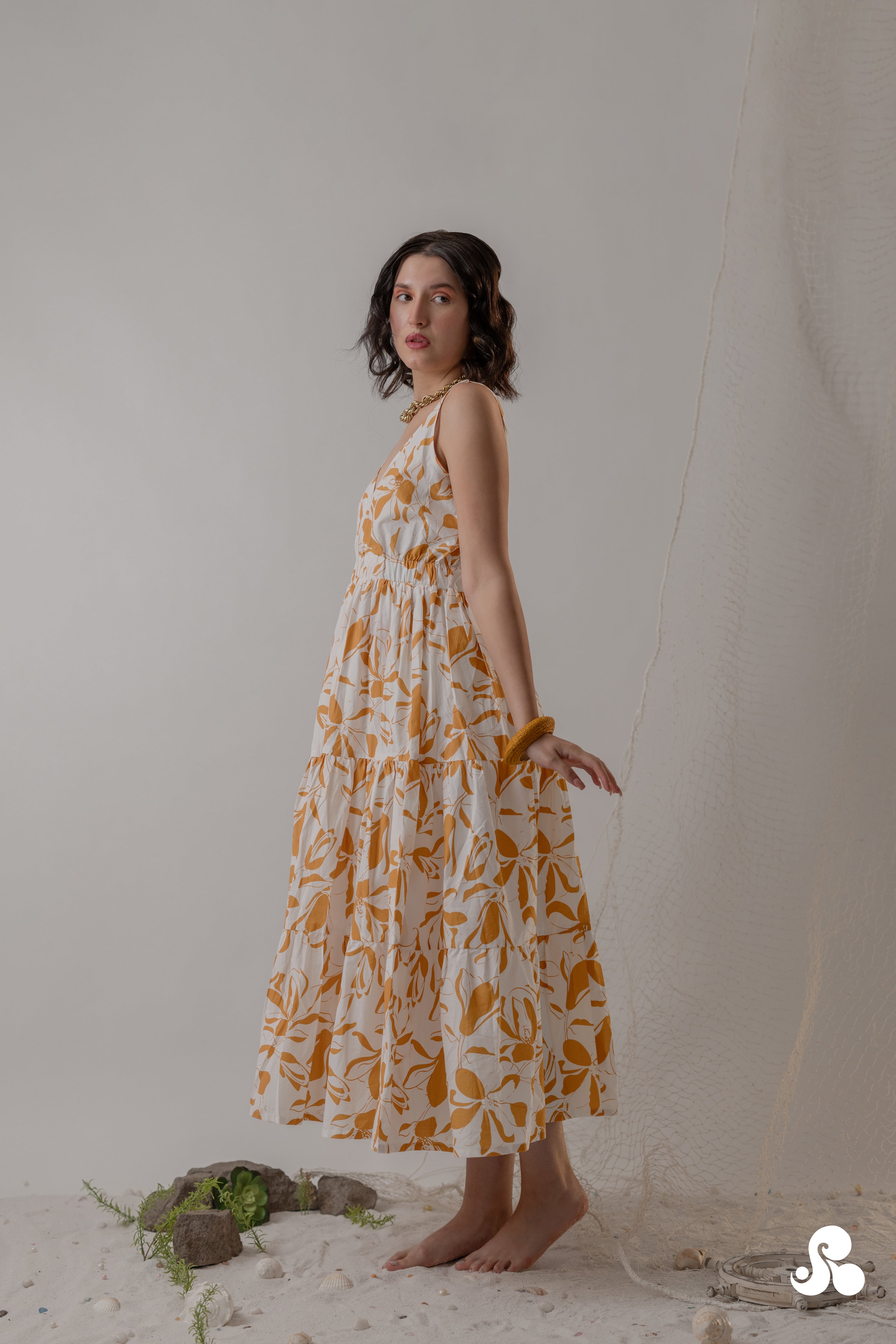 TIERED COTTON PRINT DRESS