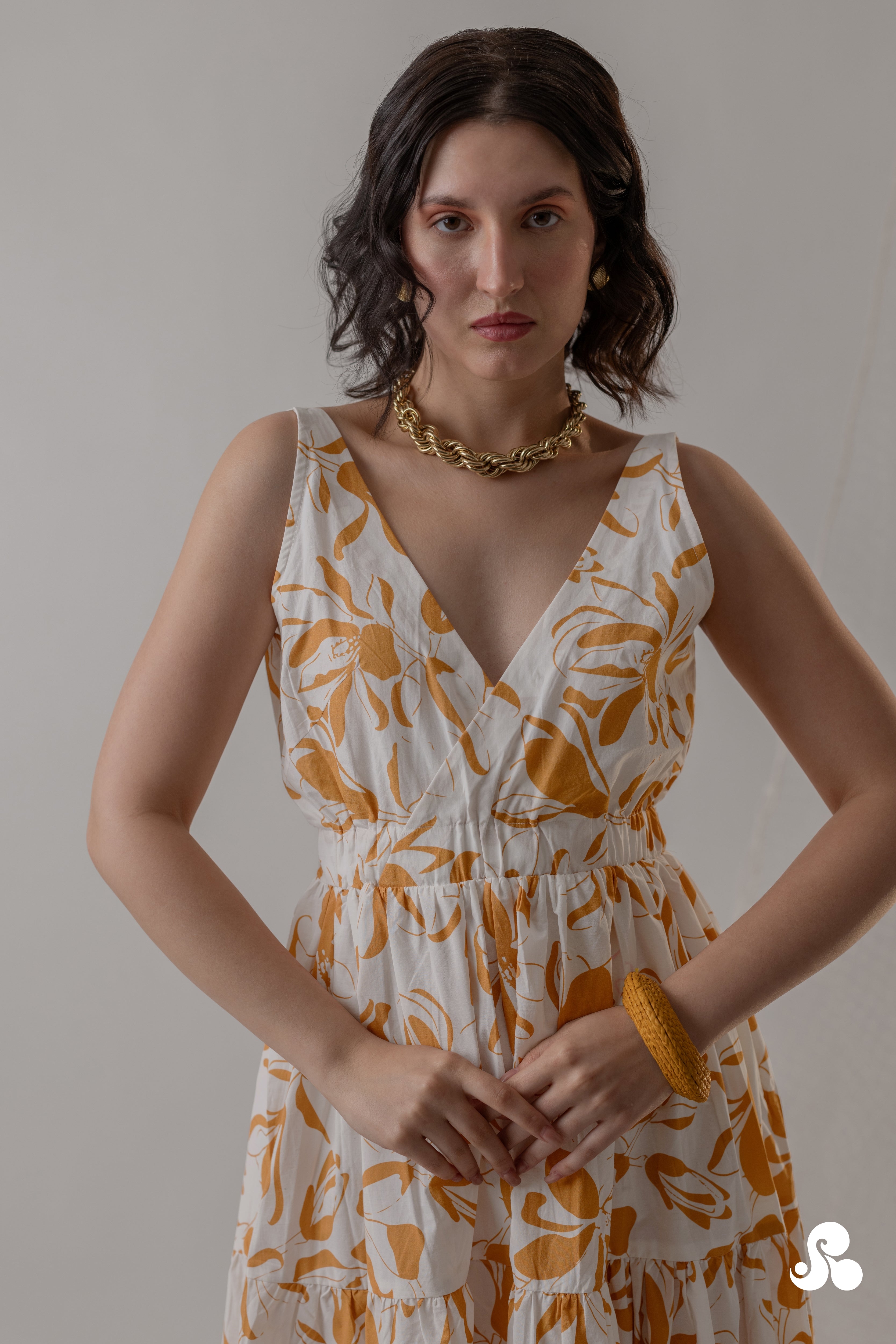 TIERED COTTON PRINT DRESS