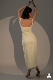 RUCHED COTTON SATIN DRESS