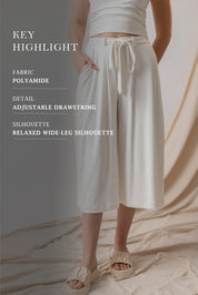 IVORY RIBBED CULOTTE TROUSERS