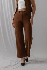 MOCHA KNIT STRAIGHT TROUSERS