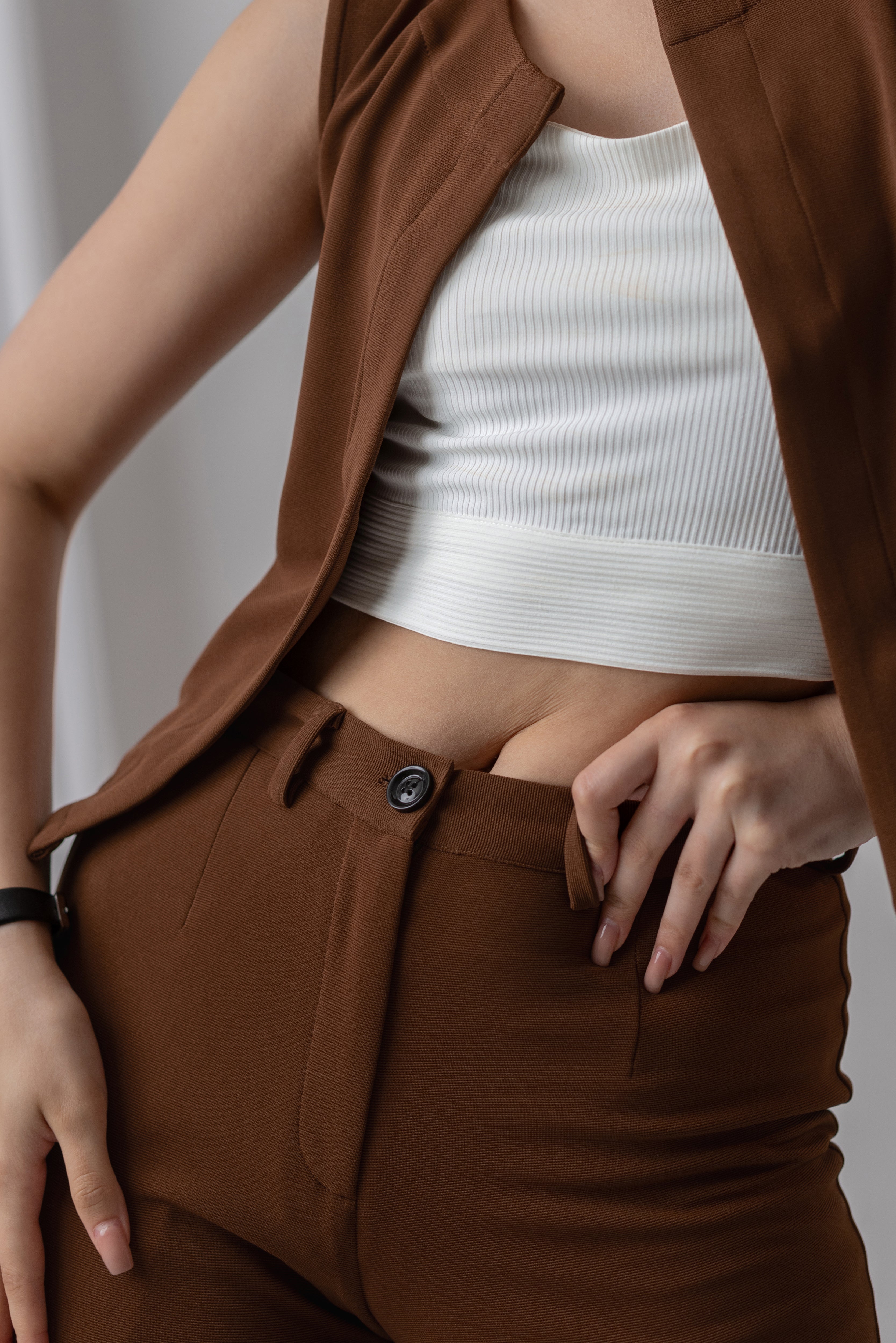 MOCHA KNIT STRAIGHT TROUSERS