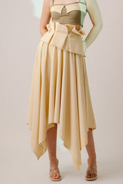 ASYMMETRIC KNIT MIDI SKIRT