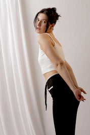 RIBBED SPAGHETTI CROP TOP – IVORY